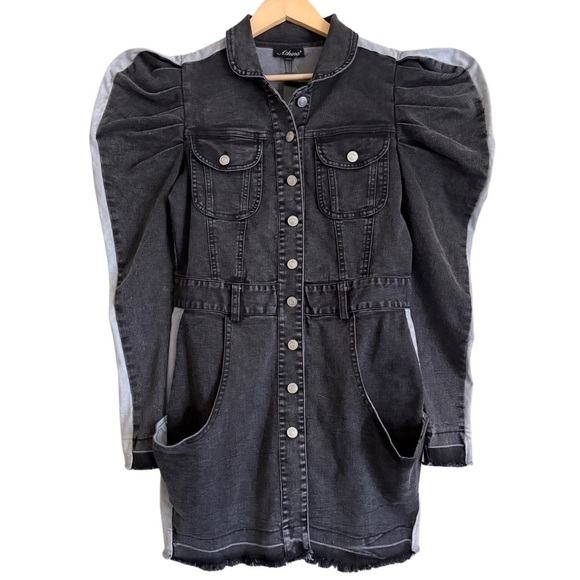 ATHINA Maximalist Puff Sleeves Y2K Retro Festival Two-Tone Denim Dress Sz M NWT - Picture 6 of 10